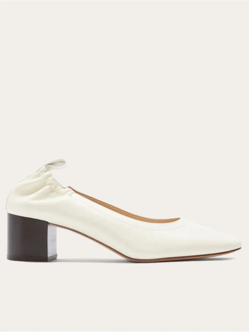 Everlane The Day Heel Bone Leather Block Heel Slip On Size 9 Sustainable NWOB